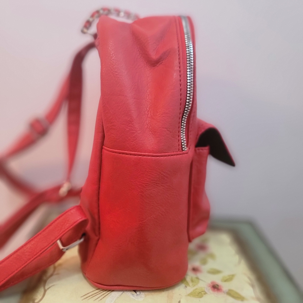 Sam and Hadley Red Vegan Leather Mini Backpack - Picture 3 of 8